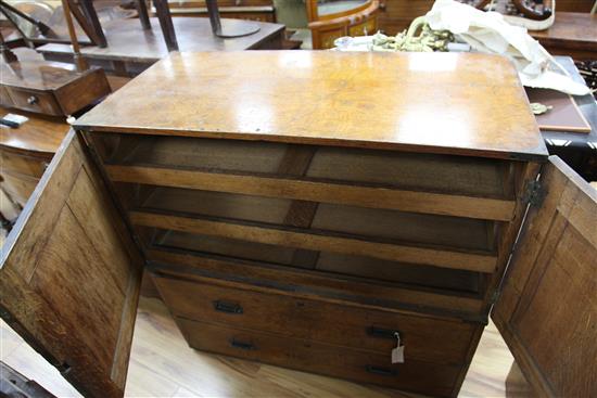 A Victorian brass bound oak military chest, W.3ft 3.5in